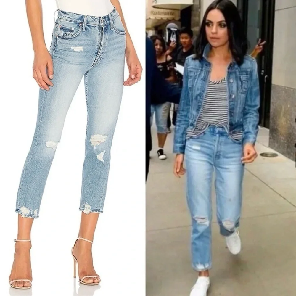 MOTHER- The Tomcat Distressed Jeans in Light Wash The Confession Size 25